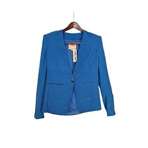 L'AGENCE Elleta collarless blazer Daphne blue size 2 NWT satin crepe